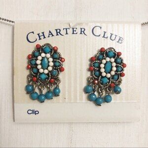 Charter Club Beaded Southwestern Style Clip Ons NOC